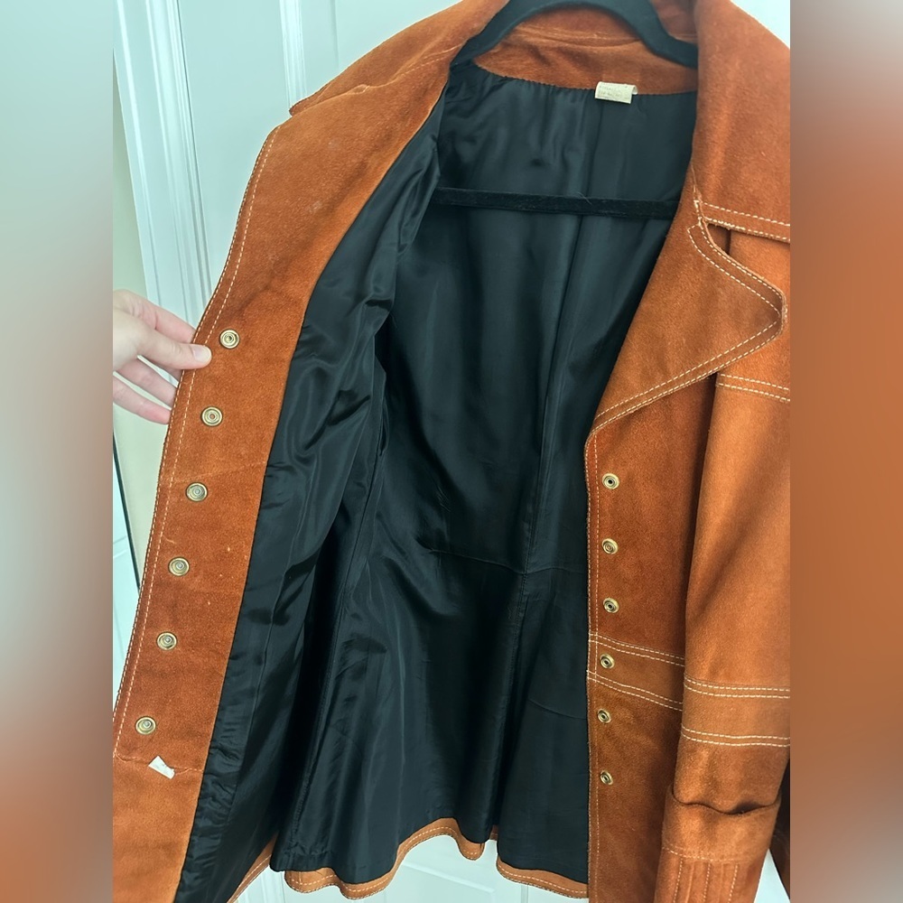 Leathercraft vintage 70’s genuine leather snap button coat - Picture 2 of 11